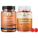 Bundle of Herbal Thyroid Support Complex - Potent Kelp Iodine with L Tyrosine Bladderwrack Selenium Ashwagandha and Potent Vitamin B6 Gummies for Adults - Vegan Pyridoxine Chews for Energy Metabolism