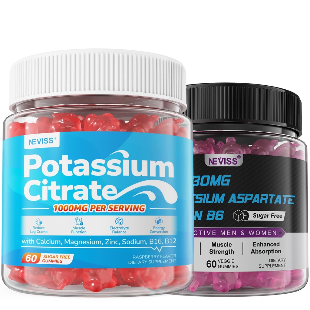 Zinc and Magnesium Supplement with Potassium Citrate 1000mg Gummeis for Women Men