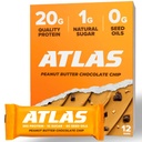 Atlas Bar – 20g Πρωτεΐνη, 1g Ζάχαρη, 0g Λάδια σπόρων, 0g Τεχνητά γλυκαντικά (Peanut Butter Chocolate Chip, 12 Count)