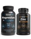 Natural Flow 4X Magnesium Complex and 3X Zinc Supplement Complex with Copper and Vitamin C, Chelated High Absorption Supplements, 120 Capsules Each