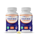 Vitamatic Folic Acid 1000 mcg (1 mg) - 240 Vejetaryen Tabletler (Pack of 2) 1667 mcg DFE - Prenatal, Heart & Cellular Health