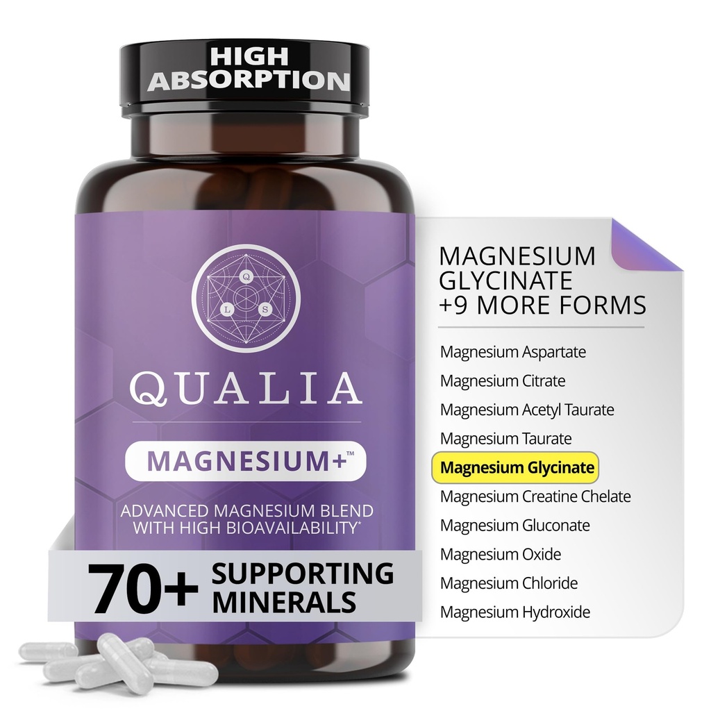 Qualia Magnezyum+ | Doktor-Former. Premium Formula | High Bioavailability | 10 Forms of Magnezyum & 70+ Minerals | Rahatsız Mood, restful Sleep, & Egzersiz Recovery