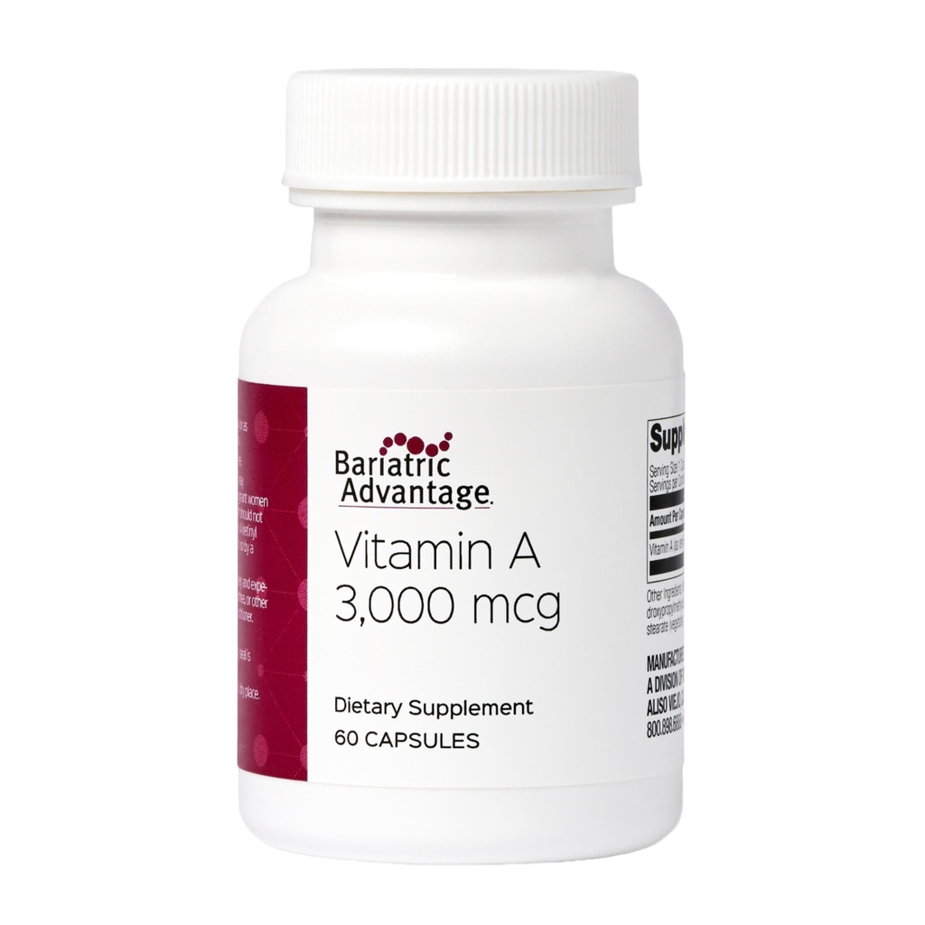 Bariatric Advantage Vitamin A 3,000 mcg - for Bariatric Surgery Patients - Easy-Digest Mini Capsules - Vitamin A Supplements - Eye Health Support* - 60 Count (2 Pack)