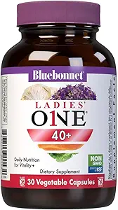 Bluebonnet Nutrition Ladies’ ONE 40+ Full Food-Bed Multivitamin for Women 40+, Χωρίς σόγια, Χωρίς γλουτένη, 30 κάψουλες λαχανικών, 30 σερβιρίσματα
