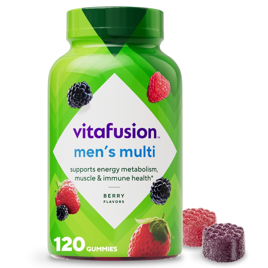 vitafusion Adult Gummy Vitamin Supplement for Men, Berry Flavored, A, C, D, E, B6, B12, Daily, 120 Count, 60 Day Supply