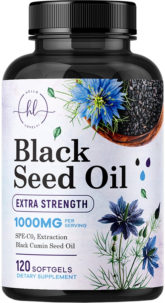 Black Seed Oil Softgels 1000mg - Premium Nigella Sativa Blackseed, Pure Natural Black Cumin Seed Oil & Antioxidant for Skin & Immune Support - Μη ΓΤΟ, Εμφιαλωμένο στο συμπλήρωμα ΗΠΑ - 120 Softgels