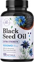 Black Seed Oil Softgels 1000 mg - Premium Nigella Sativa Blackseed, Pure Natural Black Cumin Tohum Petrol ve Deri ve Immune Desteği - ABD Tamamında Şişelenmiş - 120 Softgels