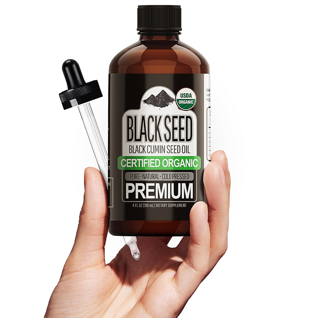 Sun Essential Oils Black Seed Oil 4 Fl Oz (Pack of 1) Cold Pressed Unrefined for Hair Skin Scalp and DIY Beauty
