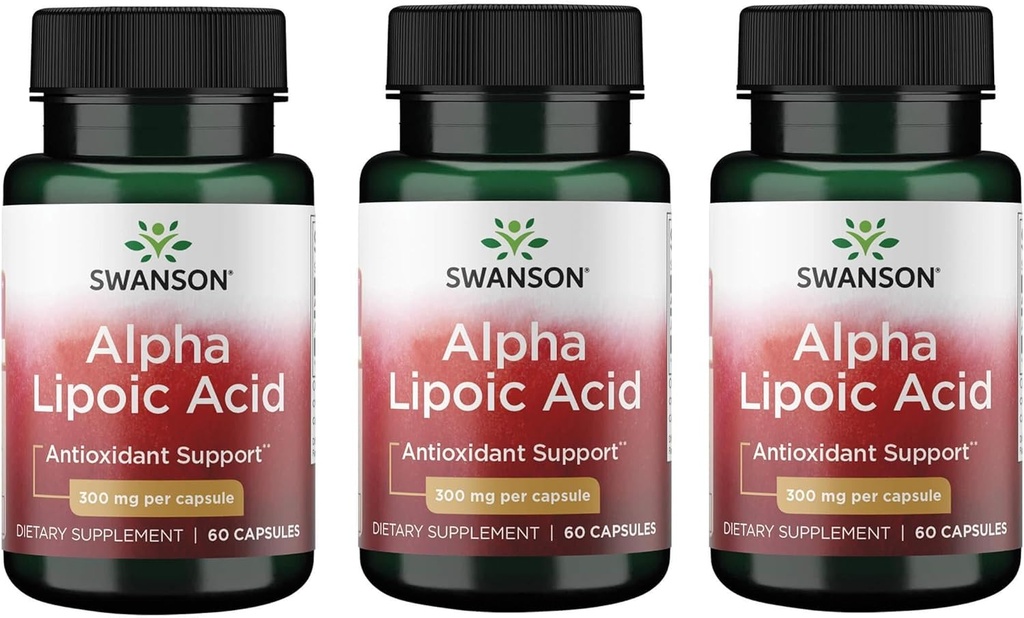 Swanson Alpha Lipoic Acid - Συμπλήρωμα Αντιοξειδωτικής Δραστηριότητας - 300 mg 60 Καψάκια (3 Συσκευασία)