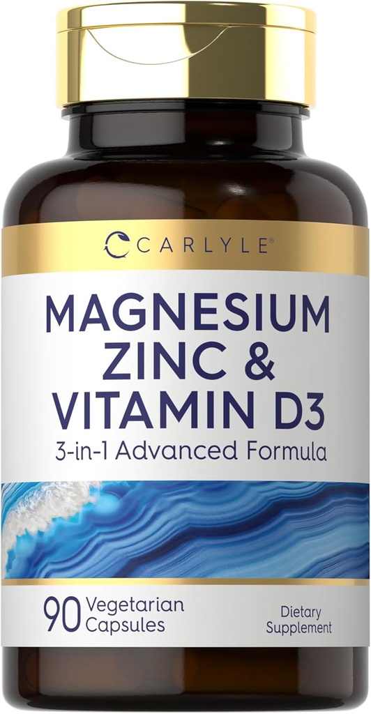 Carlyle çinko ve Vitamin D3 | 90 Capsules | 3in-1 Gelişmiş Formula | Vegetarian, Non-GMO ve Gluten Ücretsiz
