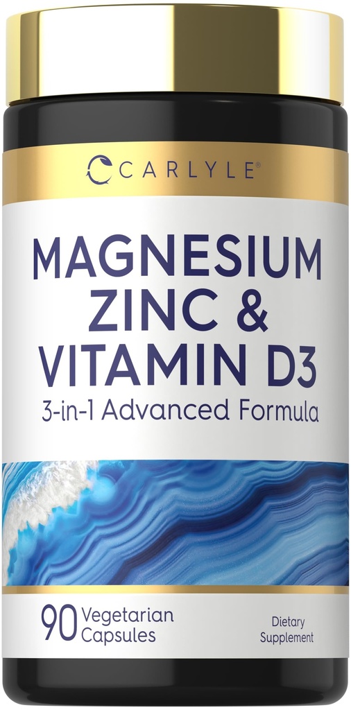 Carlyle çinko ve Vitamin D3 | 90 Capsules | 3in-1 Gelişmiş Formula | Vegetarian, Non-GMO ve Gluten Ücretsiz