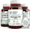 Φυσικό συμπλήρωμα λαδιού Borage – Πλούσιο σε γ-λινολενικό οξύ (GLA), ένα ισχυρό Omega-6 Απαραίτητο λιπαρό οξύ Γνωστό για την υποστήριξη του δέρματος, των νεύρων και της κοινής υγείας 90 Softgels.