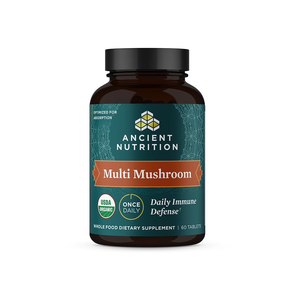 Eski Beslenme Mushroom Supplement, Organik Multi Mushroom Immune Support Tablet, Destekler Stres Yanıtı, Gluten Free, Paleo ve Keto Friendly, 60 Count