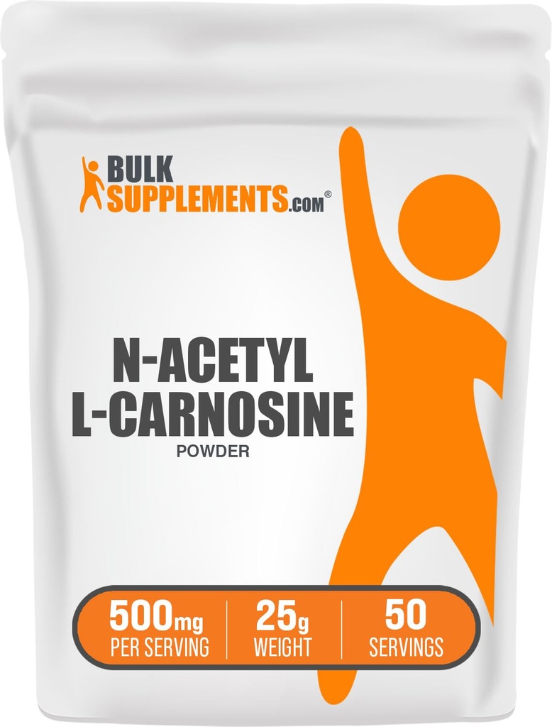 BulkSupplements.com N-Acetyl L-Carnosine Powder - Carnosine Supplement, N-Acetyl Carnosine 500mg - Gluten Free, 500mg per Serving, 25g (0.88 oz) (Pack of 1)