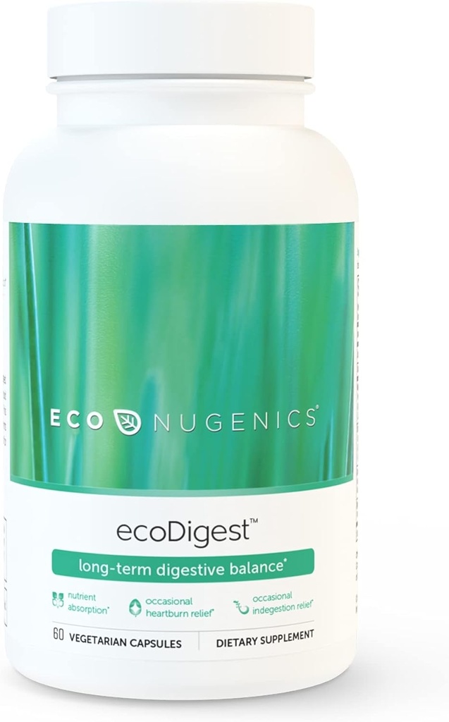EkoNugenics EcoDigest Digestive Health Supplement - 60 Capsules- Digestive Support - Herbs, Medicinal Mushrooms & Enzymes