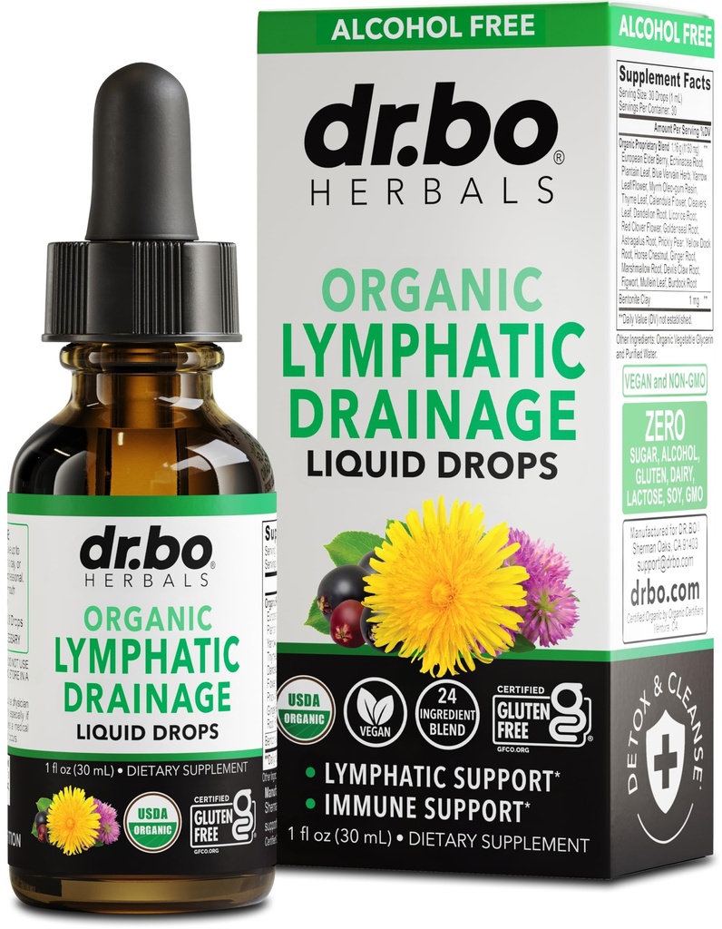 Lymphatic Drainage Supplements Drops - Organic Lymphatic Support Liquid Drops Cleanse with Echinacea, Lymph System Support Supplement, Lymph Node Detox Cleanse System Drainage - 1oz Non-GMO Organics