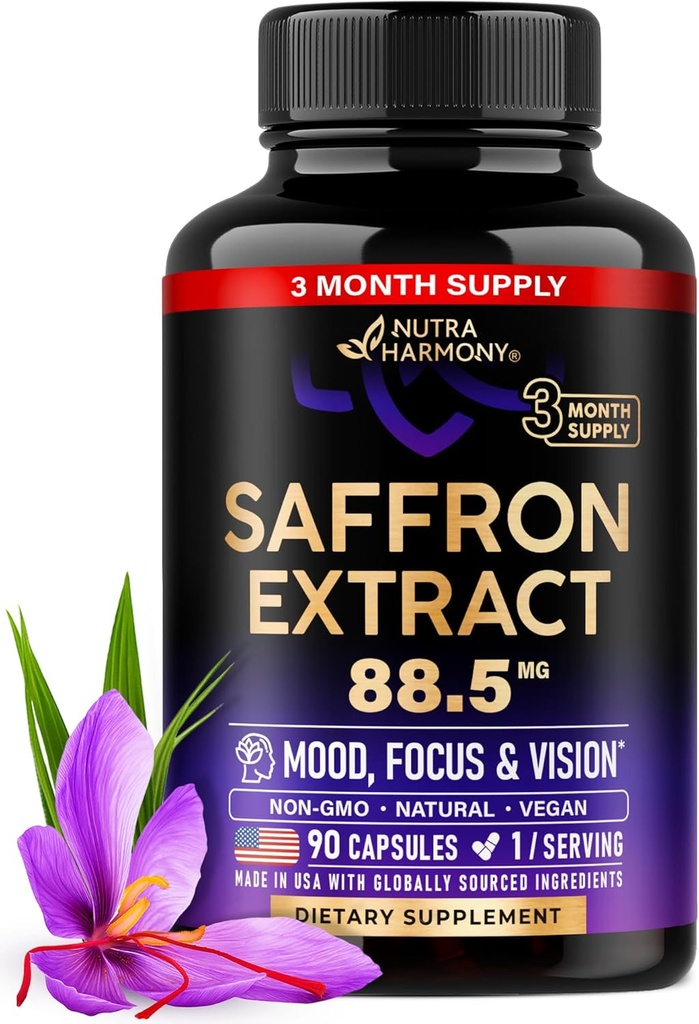 Συμπληρώματα φυσικού σαφράν - Pure Saffron Extract 88,5 mg - Made in USA - Mood 