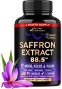 Doğal Saffron Supplements - Pure Saffron Ekstraksiyon 88.5 mg - ABD'de Yapılacak - Mood | Focus | Vizyon | Enerji Desteği - Kadın ve Erkekler için Göz Sağlığı - NonGMO Vegan Pills - 90 Toz Capsules, 3 Ay Supply