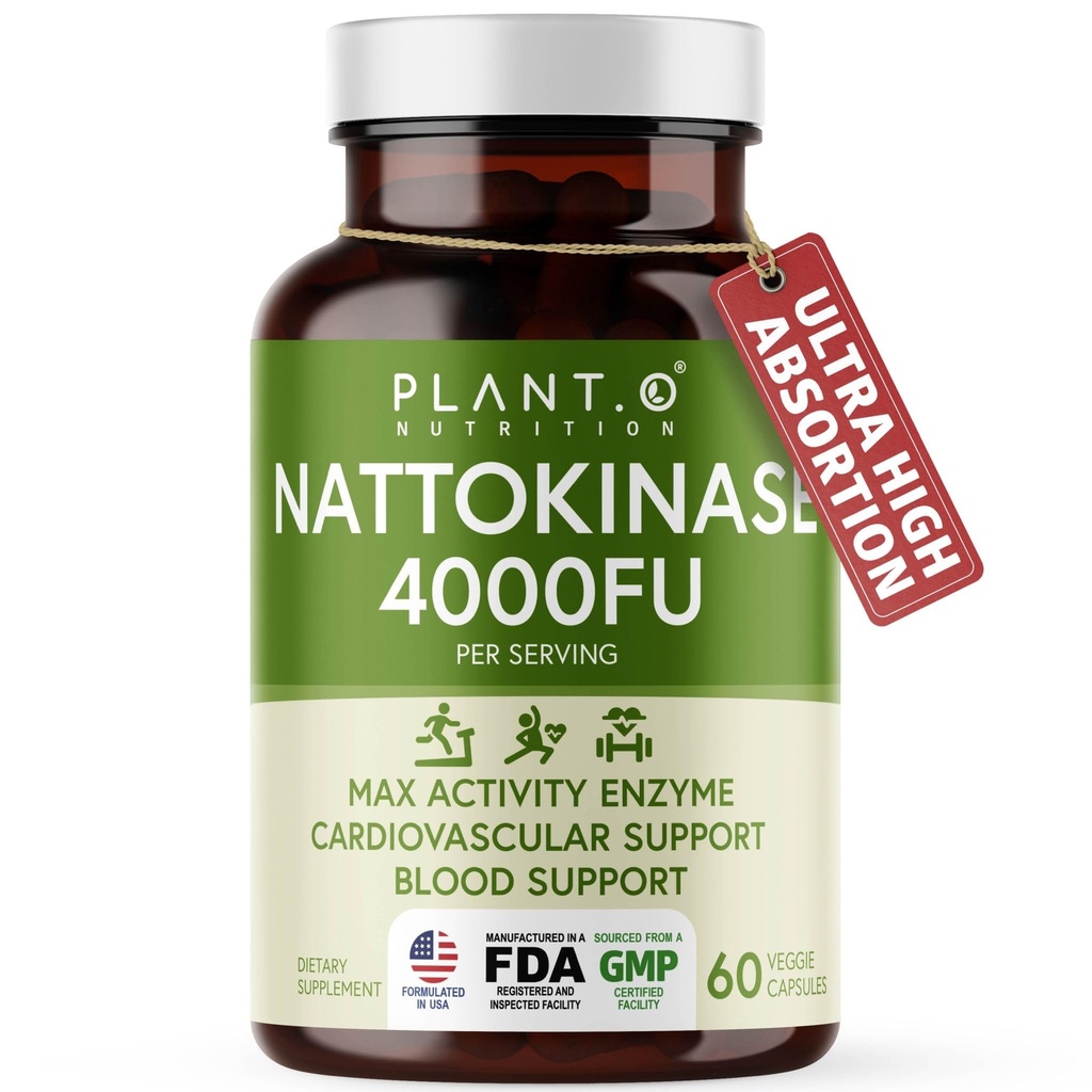 Max Enzyme Desteği ile Nattokinase Supplement - 4,000 FU Per Servis - Premium Nattokinase Formula for Heart Health Support - 60 Capsules - ABD'de Made in USA