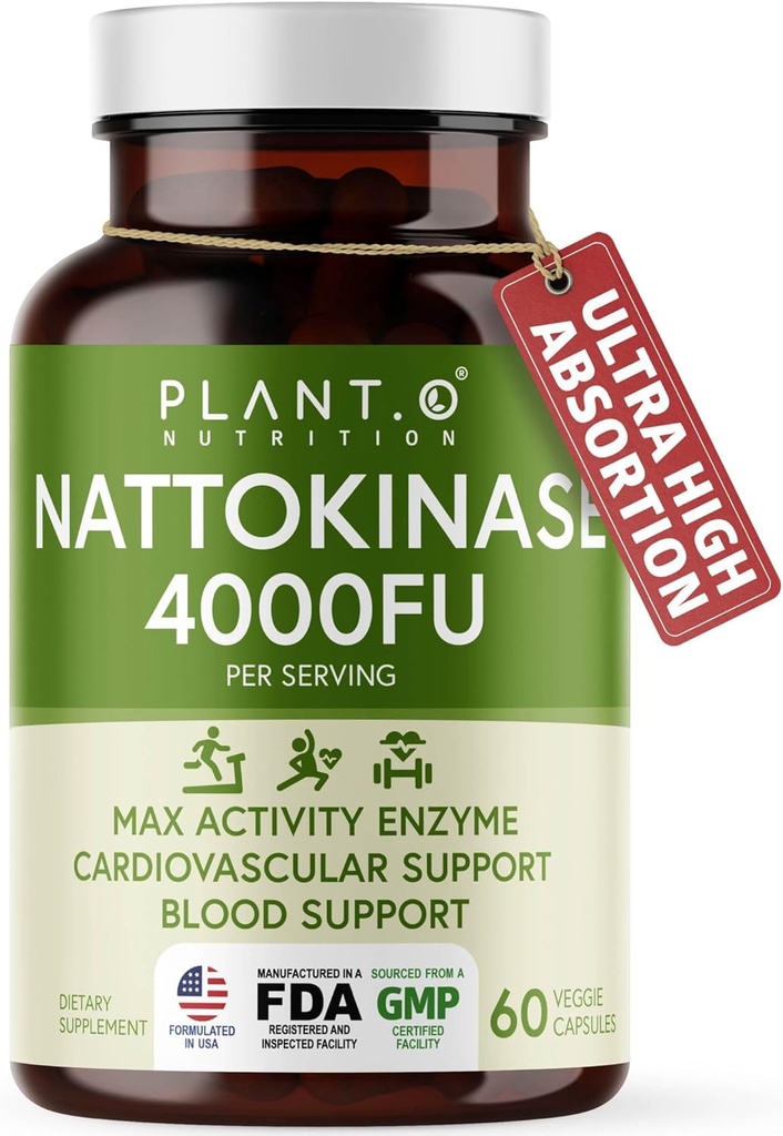 Max Enzyme Desteği ile Nattokinase Supplement - 4,000 FU Per Servis - Premium Nattokinase Formula for Heart Health Support - 60 Capsules - ABD'de Made in USA