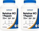Nutricost Betaine HCl + Pepsin 790mg, 240 κάψουλες, 2 φιάλες (480 κάψουλες)