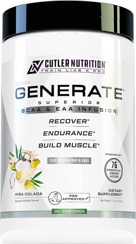 Cutler Beslenme Genrate EAA ve BCAA Tozu: En İyi Gemiler Sıvı Asitler Supplement with Essential replicas, 5g BCAAs, 2g EAAs for Lean Muscle | Pina Colada, 30 Hizmet