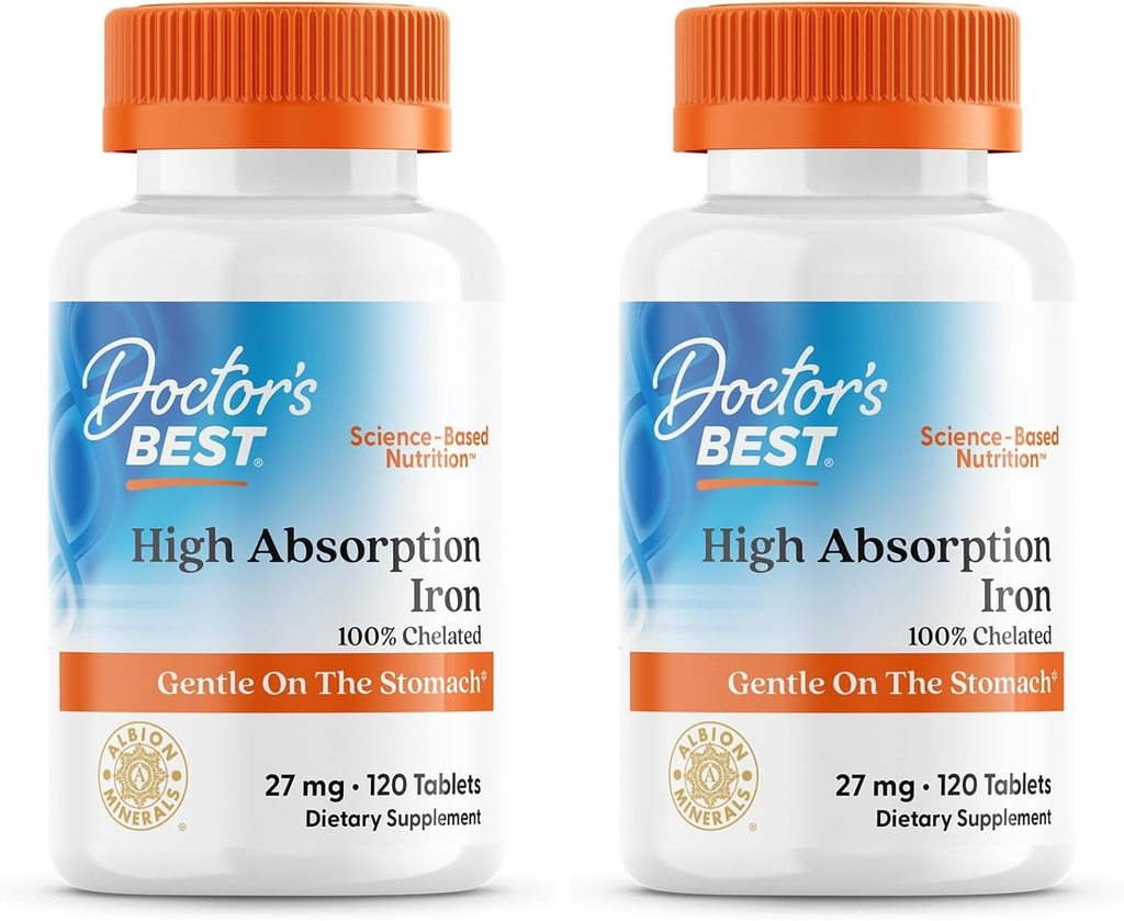 Doktor'un En İyi Yüksek Absiyon Demir Tableti, Ferrochel, Stomach, Immune Health, Blood Health, 27 mg (Pack of 2)