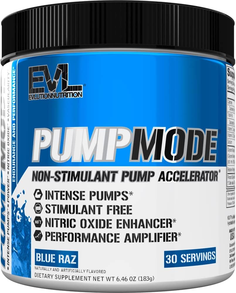 EVL PumpMode Nitrik Oksit Supplement - Nitric Branson Pompa Glycerol ve Betaine for Muscle Recovery Büyüme ve Endurance - Stim Free Pre Workout Drink (Mavi Raz)