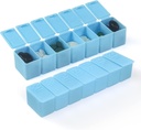 Haftalık Küçük Pill Organizer, 7 Günlük Pill Case, Günlük Vitamin Vaka Tıp Kutusu, Pill Konteynerleri Tıp Supplements Fish Oil(2Pcs, Blue)