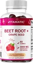 Vitamatic Beet Root Gummies - 3000 mg Equivalent Per - 60 Gummies - B6, B12, Grape Tohum, Pomegranate & Nicotinamid (Pack of 2)