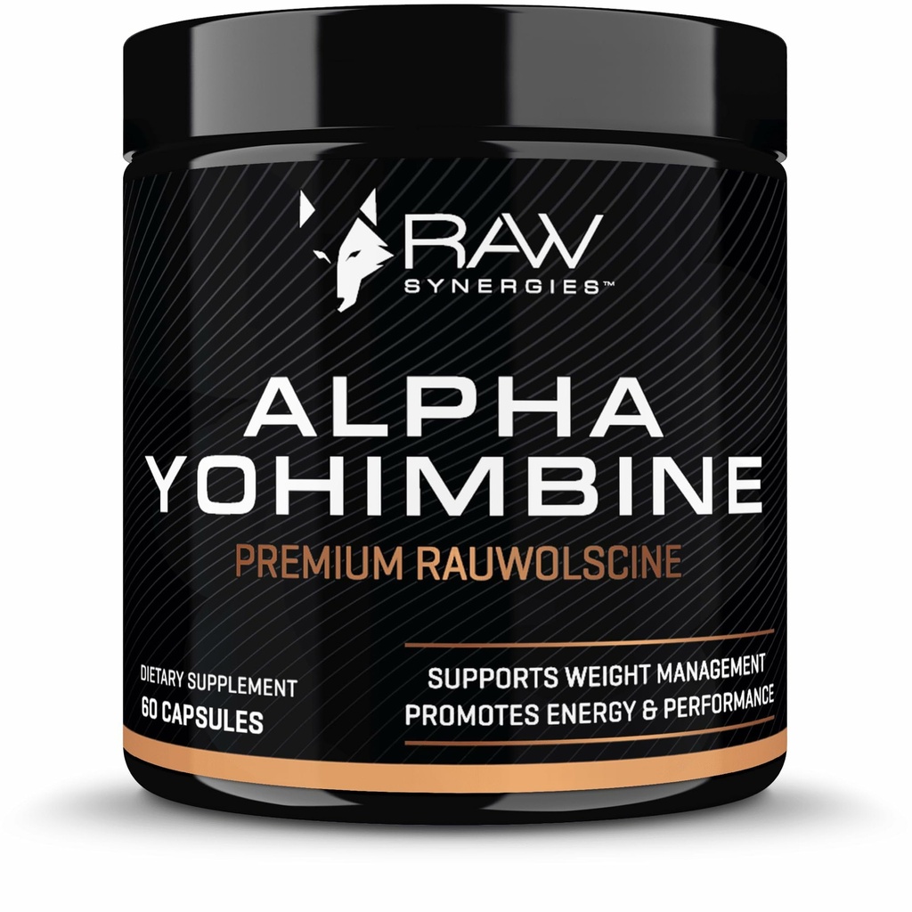RAW Synergies Alpha Yohimbine - Fitness Support Supplement for Long-Lasting Energy, Alert Mind & Metabolic Health Support - Clean, Natural Supplement - 60 Capsules
