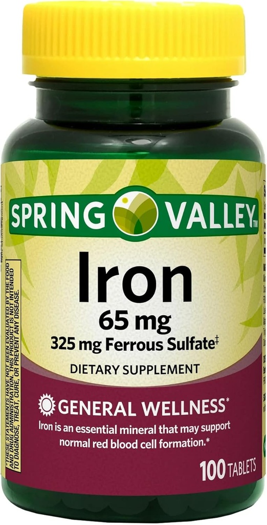Spring Valley - Iron 65 mg, 100 Tablet