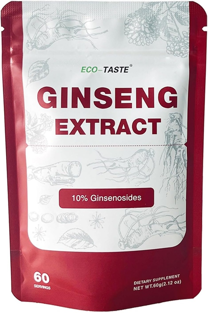 ECO-TASTE Macintosh Root Extract Toz-Korean Panax for Smoothies, Coffee or Drinks, 10% Ginsenosides, 60g (60 Hizmet)