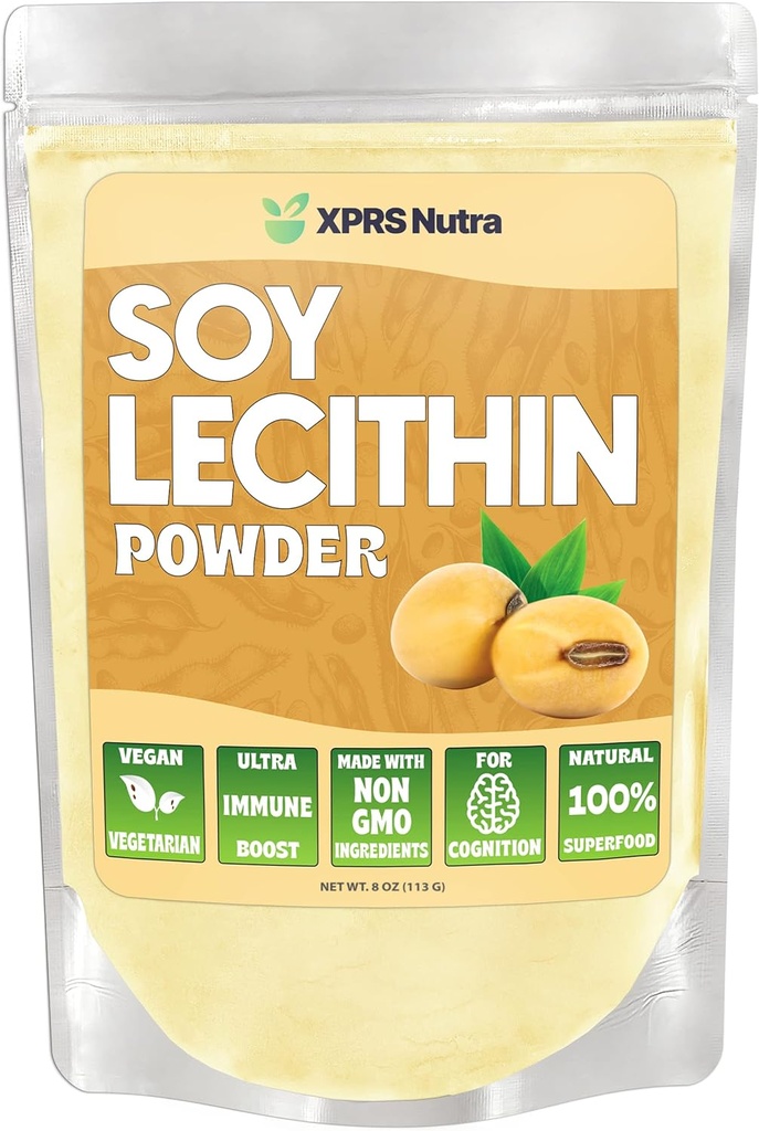 XPRS Nutra Soy Lecithin Toz Gıda Notu Şöyücü - Yemek için Uygun, Baking ve Daha Fazla - Vegan Dostu Soy Lecithin Toz Yemek Yardımı (8 Ounce)