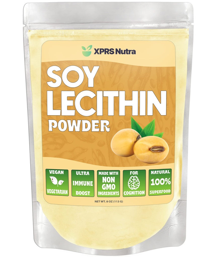 XPRS Nutra Soy Lecithin Toz Gıda Notu Şöyücü - Yemek için Uygun, Baking ve Daha Fazla - Vegan Dostu Soy Lecithin Toz Yemek Yardımı (8 Ounce)