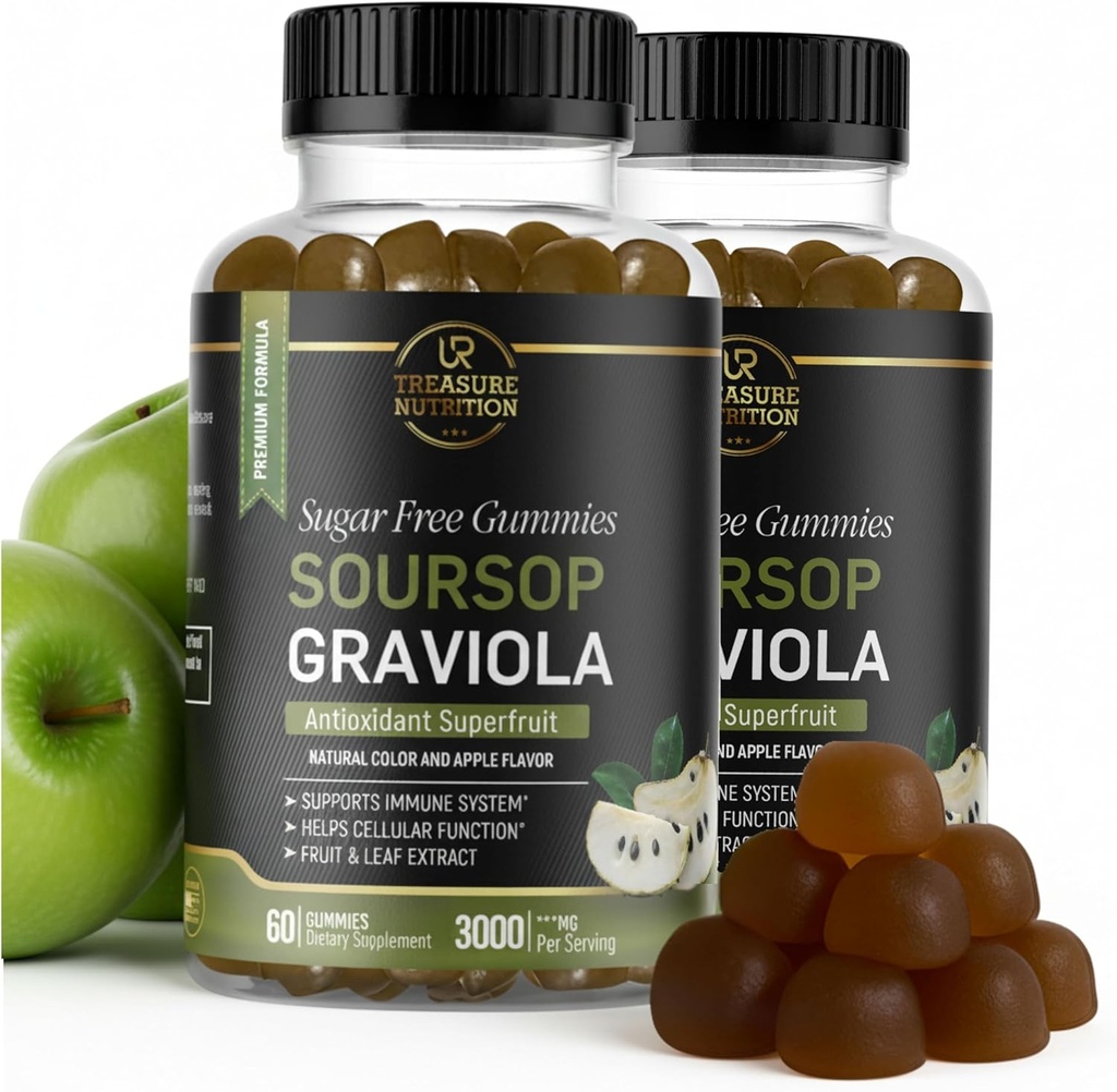 Soursop Leaves & Soursop Fruit Gummies - 3000 mg Soursop Ekstraksiyon - 2 Pack Graviola Supplement - Soursop Fruit and Leaf - 120ct - Sugar-Free - Gluten Free – Non-GMO – Vegan Dostu Dostu Dostum