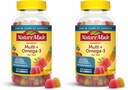 Nature Made Mens Multivitamin Gummies with Omega-3,Mens Gummy Multivitamins for Daily Nutritional Support,150 Gummy Vitamins and Minerals,75 Day Supply,(Pack of 2)