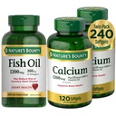 Nature's Bounty Fish Oil + Calcium with D3 Bundle – Heart, Bone & Immune Health Support, Omega-3 1200mg, 200 Softgels + Calcium 1200mg, Vitamin D3, 2x120 Ct – Wellness Duo Pack