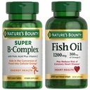 Nature's Bounty Energy & Heart Health Bundle: Super B Complex Vitamins with Vitamin C & Folic Acid (150 Count) for Immune & Cellular Support + Fish Oil Omega-3 (1200 Mg, 200 Count) for Heart Wellness