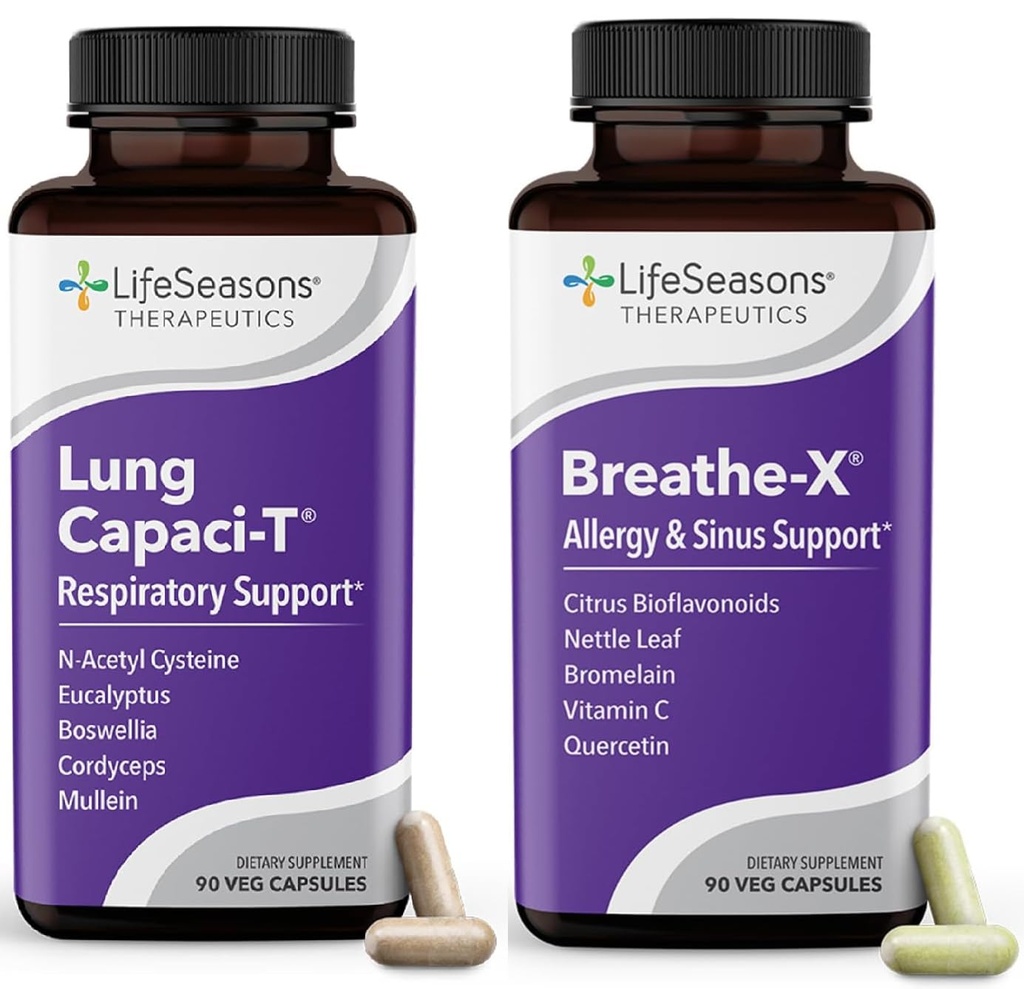 Yaşam Sezonları Lung Capaci-T ile Nefes Altır - Antivirüs & Respiratory Desteği - Hızlı Sinus Yardımı - Oksijen Kapasitesini Arttırıyor ve Mucus'u Azıyor - 180 Capsules