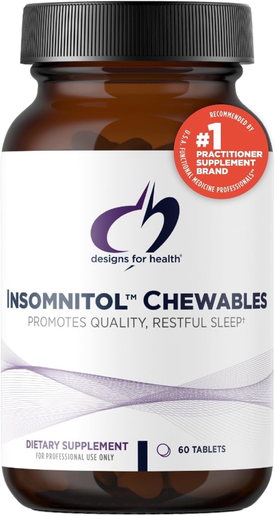Sağlık Için Tasarımlar Insomnitol Chewables - Chewable Melatonin - 200 mg L-Theanine, 5-HTP, B6 + Inositol - Lemon Flavored Supplement - Vegan (60 Tablet)