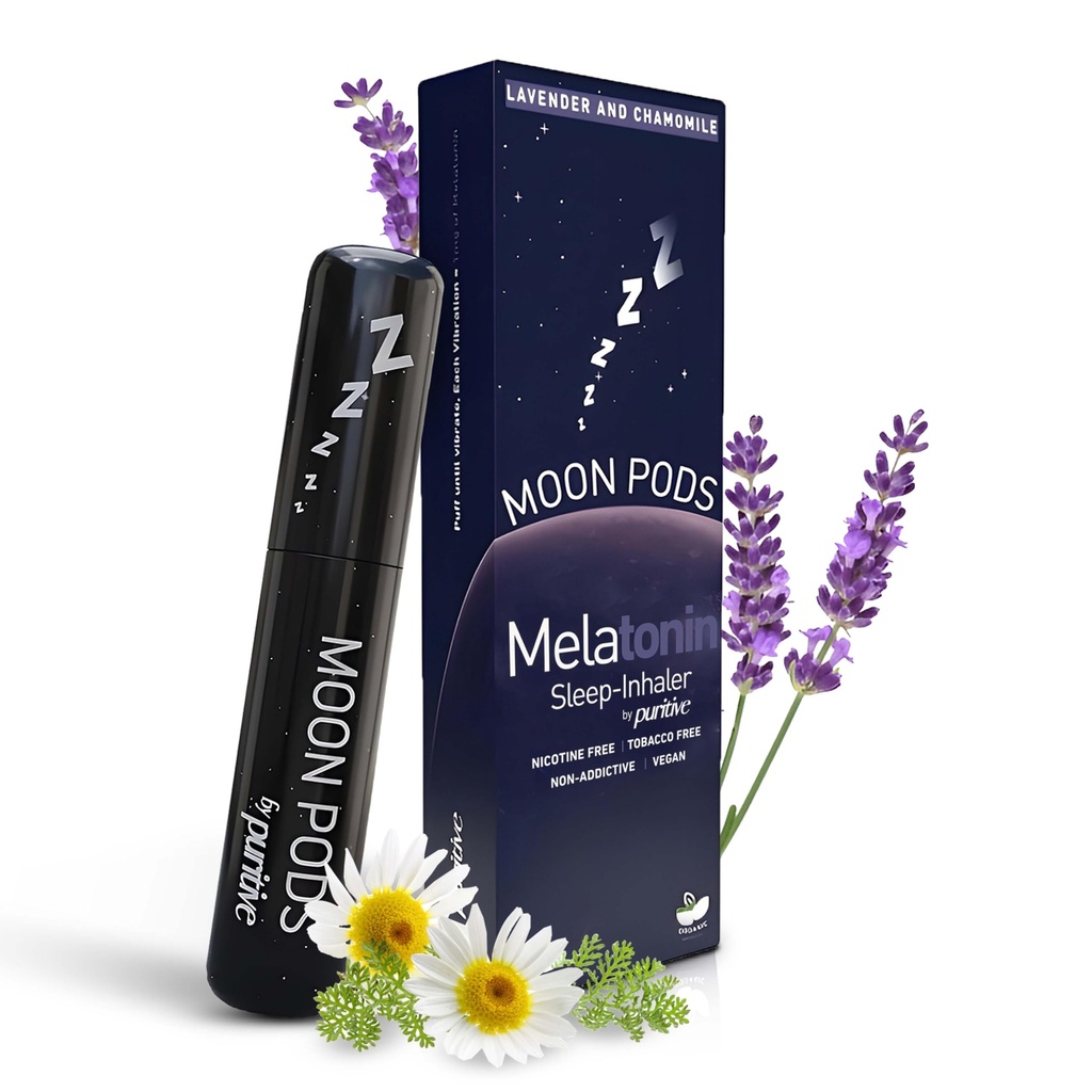 Melatonin Diffuser for Sleep Support – Natural Sleep Aid & Stress Relief Diffuser – Nicotine-Free, Non-Habit Forming – Reusable & Portable Melatonin Diffuser – Lavender & Chamomile Aroma