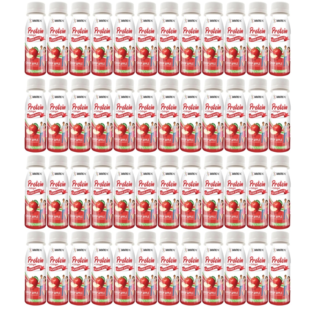 BariatricPal Ready-To-Drink 25g Whey Protein & Collagen Power Shots - Crisp Apple (48 Bottles)