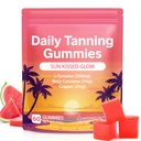 Daily Tanning Gummies - Enhance Natural Tan, Nourish & Protect Skin - with L-Tyrosine & Beta-Carotene - Sun-Free Glow - Watermelon Flavor, 60 Count