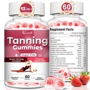 Tanning Gummies for Women, Supports Radiant Tan & Healthy Skin, Extra Strength with Astaxanthin Lycopene Beta Carotene and Vitamins - Supports Faster Tanning, Strawberry Flavored, 120 Count