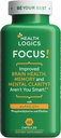 Health Logics Focus! - Συμπλήρωμα εγκεφάλου για Μνήμη, Καθαρότητα, Συγκέντρωση με Χολίνη, Ginkgo Biloba, Alpha GPC, Phosphatidylserine, Bacopa Monnieri l 60 Κάψουλες l Μη ΓΤΟ