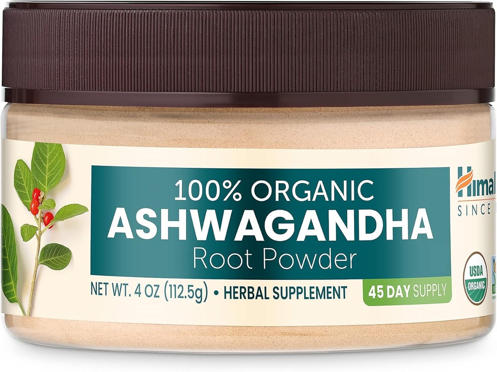 Himalaya Organik Ashwagandha Toz, 45 Günlük Supply - Herbal Adrenal Stres Yardımı, Enerji Desteği ve Occasional Uykusuzluk - USDA Organik, Non-GMO, Vegan, Gluten Free, Flavorless 4 oz