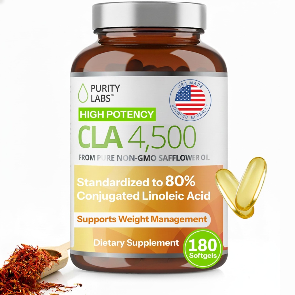 CLA Supplements 4500MG - Non-GMO Safflower Petrol - Enerji, Kilo kaybı, Kalp Sağlığı ve Kas Sağlığı - 180 Yumuşak jeller
