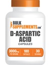 BulkSupplements D-Aspartic Acid Capsules - DAA Supplement for Men & Women, D-Aspartic Acid 3000 mg - Unflavored & Soy Free, 6 Capsules per Service, 180 Capsules (Pack of 1)