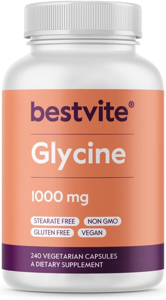 BESTVITE Glycine 1000 mg per Capsule (240 Vegetarian Capsules) - No Stearates - Vegan - Non GMO - Gluten Free
